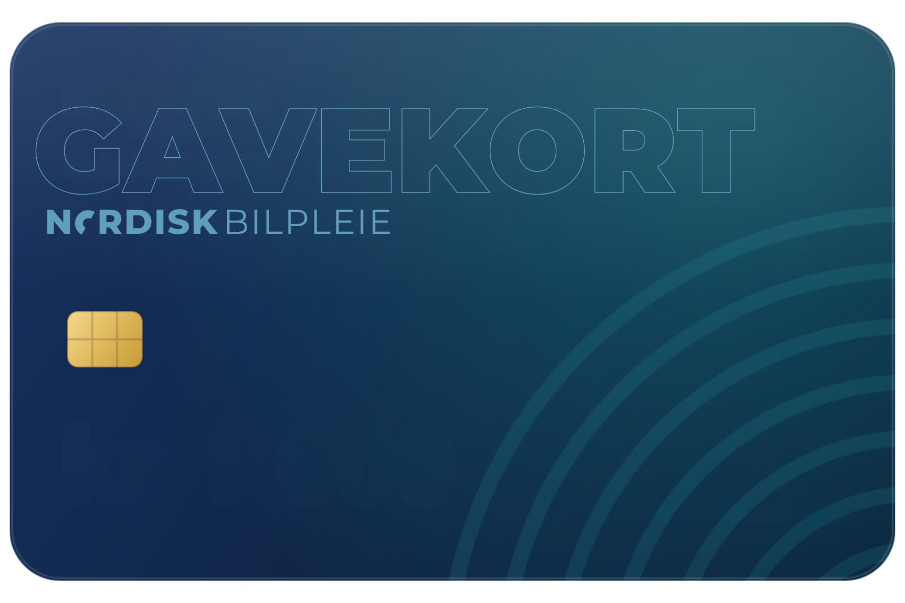 Gavekort til Nordisk Bilpleie i mørk marineblå design med gullchip og Nordisk Bilpleie-logo